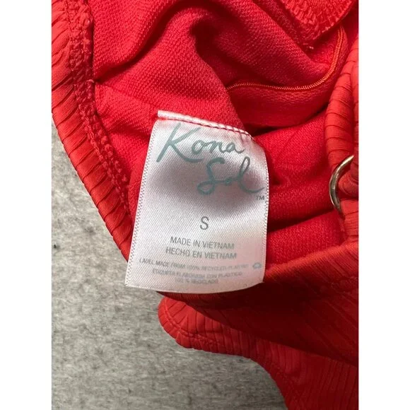 Kona Sol Coral Red OnePiece Swimsuit Small Beach Ocean Pool Swim - Picture 6 of 7